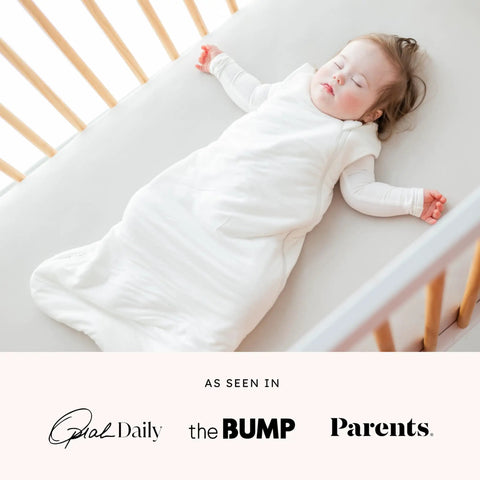 Sleeping baby in Bamboo Sleep Sack for Infants and Toddlers, 1.0 TOG Wearable Blanket With Dual Zipper, Hip Friendly and Cozy