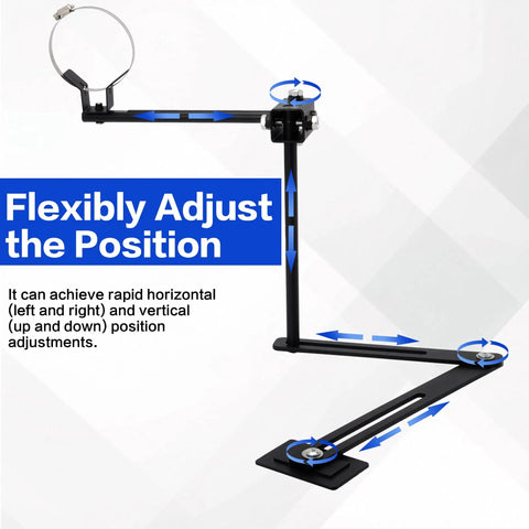 Universal Lathe Dust Hood With Adjustable Stand for Pro Grade Dust Extraction showing flexible position adjustments.
