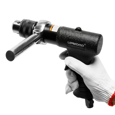 Heavy Duty Half Inch Reversible Air Drill With Pistol Grip, 700 RPM, One Hand Operation, Industrial Grade Keyed Chuck, Diffused Exhaust Blows Debris Away, Built Tough Workhorse Comfort Grip, Half Inch Capacity