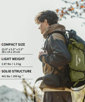 Person outdoors with backpack, showcasing One Second Setup Camping Chair With Elastic Cord Frame And 441Lb Capacity details.