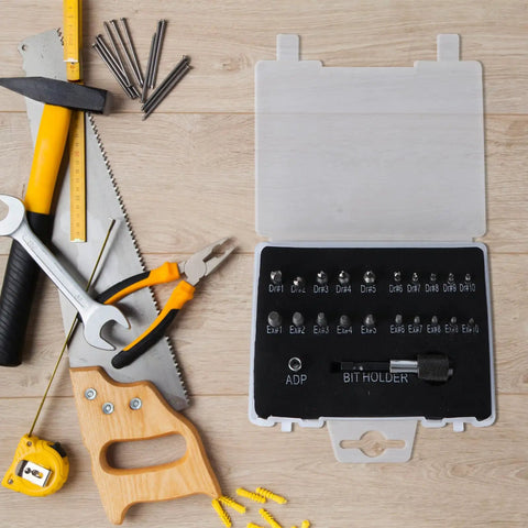 Ultimate 22-Piece Damaged Screw Extractor Kit Made Of Hss High-Speed Steel To Easily Remove Stripped Bolts With Extension Bit Holder And Socket Adapter For Electric Hand Drills On The Job, open case