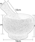 Granite Mortar And Pestle Set 6.3 Inch Black Grinding Stone for spices, herbs, nuts; dimensions 16cm x 11cm