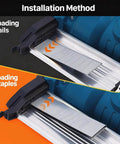 Cordless 2in1 Brad Nailer And Stapler, 18 Gauge Electric Power Tool loading nails and staples with installation method guide.