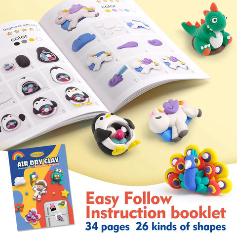 Air Dry Clay Kit For Kids Make 8 Fridge Magnets No Oven Needed Easy To Shape Bright Colors in instruction booklet