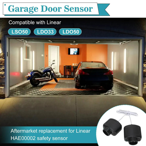Two Beam Garage Door Opener Safety Sensor Eyes Kit Replacement For LSO50 LDO33 LDO50 in open garage display