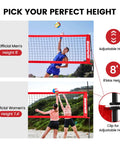 12 Foot Portable Volleyball Net For Backyard And Indoor And Outdoor Use Freestanding With Height Adjustment shown in use