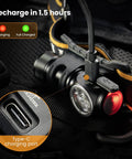 Rechargeable Headlamp HS10 1100 Lumens With 90 CRI LH351D LED charging via USB-C cable