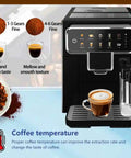Top Shelf Fully Automatic Espresso Machine With Built In Grinder One Touch Cappuccino Latte Americano Self Cleaning No Drama Quick Grind Go To Coffee Station with coffee and beans visible.