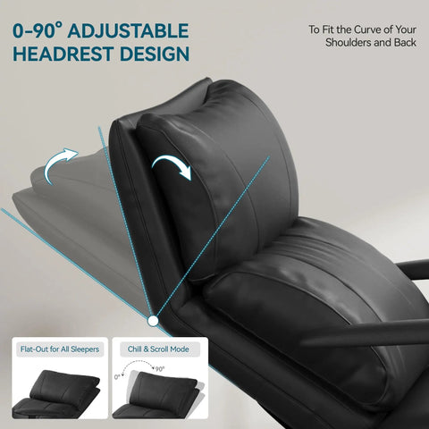 Ergonomic Leather Office Chair With Adjustable Headrest And Footrest, 170 Degree Zero Gravity Recline For Home Office, Black