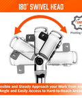 Beast Three Eighths Inch Drive Flex Head Ratchet With Ninety Tooth Gear showing 180-degree adjustable swivel head