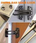 Swing Bar Door Lock Latch with a Three Seven Eighths Inch Bar Length for Front Doors Keeps Door Slightly Ajar