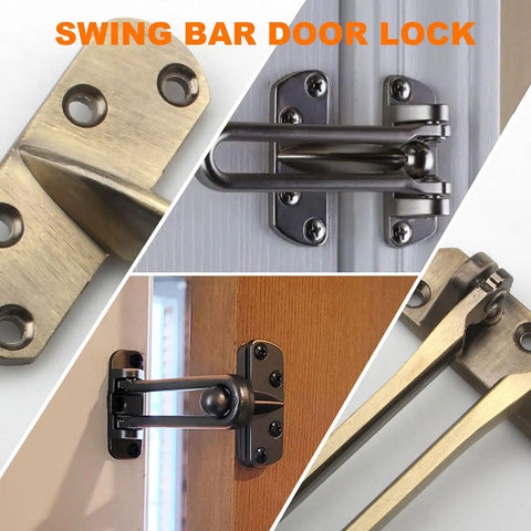 Swing Bar Door Lock Latch with a Three Seven Eighths Inch Bar Length for Front Doors Keeps Door Slightly Ajar