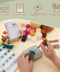 Hands using 9 Piece Succulent Needle Felting Kit For Beginners With Wool Roving, Felting Pad, Needles, And Step By Step Instructions