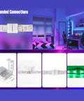53-Piece LED Strip Connector Kit For 8mm 3528 2835 RGB Rope Lights, 4-Pin Gapless Solderless L Shaped PCB Jumpers