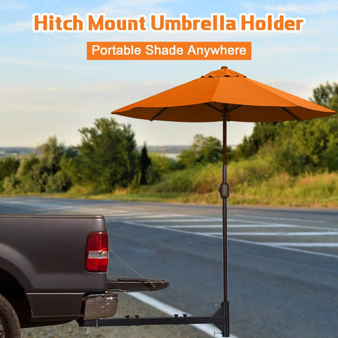 Heavy Duty Hitch Mount Umbrella Holder With Adjustable Length Fits 1 To 2 Inch Poles Mount Umbrellas For Big Patios Tailgating Camping And Outdoor Gatherings