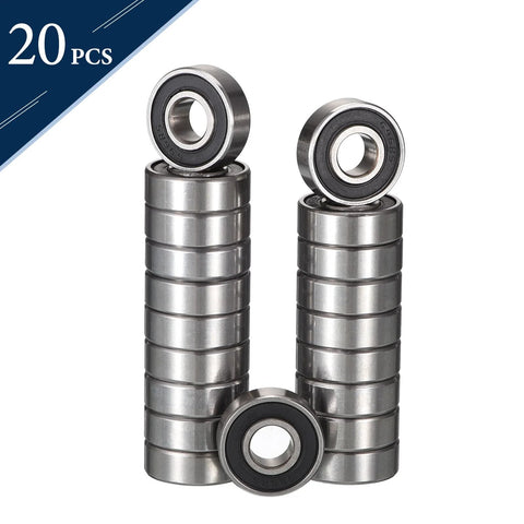 HiPicco 696-2RS deep groove ball bearings, 6mm ID x 15mm OD x 5mm wide, chrome steel, double rubber seals, 20 pcs