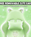 Totally Cute Cat Ears Gaming Chair With Detachable Ears, Plush Cat Paw Lumbar Pillow, Ergonomic PU Leather Office Chair, green