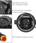 Ultra Bright E Bike Headlight With Built In Horn And Speaker Multi Beam Front Light For Fat Tire Ebikes, front view with connector