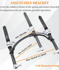 Heavy Duty Coil Spring Compressor Tool For MacPherson Struts Built Tough With Extendable Safety Bracket showing max reach 12.2 inch
