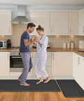 Ergonomic Anti Fatigue Kitchen Floor Mat Set 17.3 By 28 Inches And 17.3 By 60 Inches Cushioned Waterproof PVC Mats For Kitchen Home Office Laundry Non Slip Comfort Underfoot in a kitchen