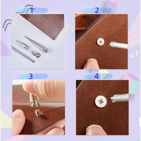 Killer Silver Cone Spike Studs 30 Piece Screw Back Rivet Kit 40Mm And 20Mm Punk Leather Hardware installation process.