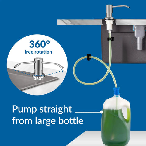 Stainless Steel Kitchen Soap Dispenser With Brushed Nickel Finish And 47 Inch Extension Tube Kit Go To Countertop Dish Soap Pump For Easy Refill