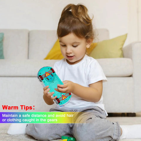 Child playing with Light Up Transparent Car Toy For Kids That Totally Sparks Sensory Play With Colorful Moving Gears Self Propelled Moving Music And Educational Fun Ideal Birthday Gift Idea For Boys And Girls