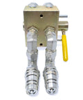 Manual Hydraulic Multiplier With SCV Splitter Diverter Valve, Couplers And AG Fittings For Farm Hydraulics, 45 Degree Handle