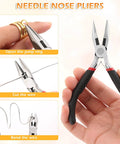 Needle nose pliers from Dope Jewelry Making Kit With 1260 Jump Rings And Lobster Clasps, used for opening rings and cutting wire.