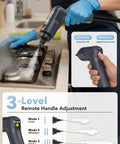 Hardcore Heavy Duty Steam Cleaner With Three Adjustable Pressure Settings in use on a kitchen stove with steam.