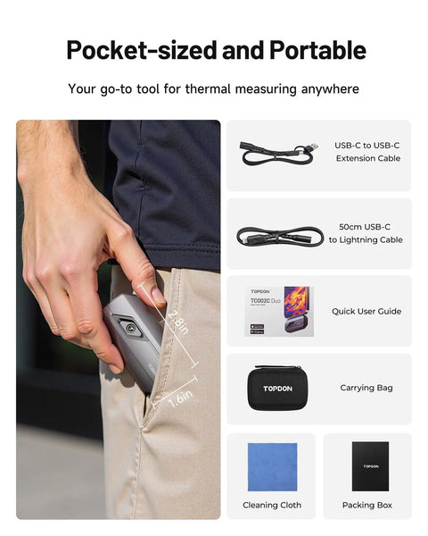 Duo USB-C Thermal Camera For iPhone iPad And Android, 512x384 Super Resolution, compact size fits in pocket, grey