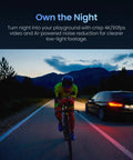 Cyclist at night on a road, showcasing Knockout 4K Action Camera With Hella Solid Build And Smooth 120fps Shooting for low-light footage.