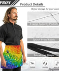 Rainbow Hearts 3 Pocket Waist Short Apron Waterproof Oil Resistant Half Apron For Restaurant Waitstaff Coffee Shops Barbers