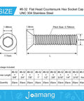 Diagram of Premium 304 Stainless Steel Flat Head Hex Socket Cap Screws Set 220Pcs UNC 6 32 Nuts And Hardware Assortment