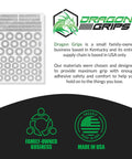 RC Body Clip Hole Protectors 49 Clear PVC Stickers For One-Tenth Scale RC Crawler Bodies, sheet display and Dragon Grips logo.