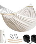 Garden Cotton Hammock With Spreader Bar For Patio And Backyard Ultra Comfortable And Strong Up To 450 Lbs