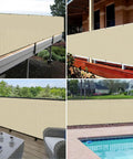 3x10 Balcony Privacy Screen For Deck And Patio Outdoor Mesh Fence Cover With Zip Ties UV Protected Beige Privacy Shield installed
