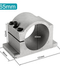 CNC spindle mount 65mm aluminum bracket with dimensions