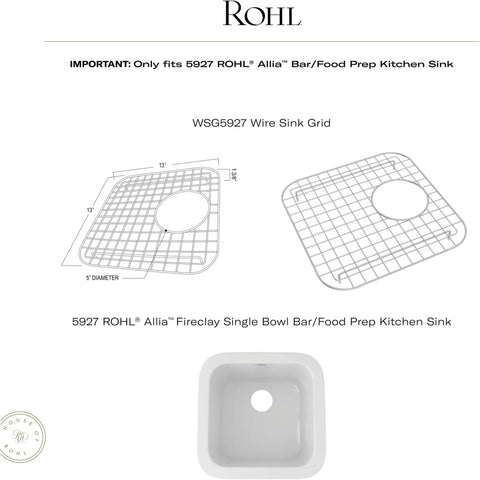 Wire Sink Grid For 5927 Allia Bar Sink And Food Prep Station Stainless Steel With Plastic Feet diagram and top view