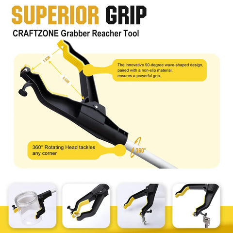 32 Inch Grabber Reacher Tool 2 Pack Foldable Pickup Tool With 360 Degree Rotating Jaw And Magnet Trash Picker For Seniors Shoehorn Design Bend Free Helper For Easy Litter And Dropped Item Pickup