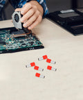 Huge 100 Pack Wire End Terminal Kit With Non Insulated Ferrule Connectors Made From Stainless Steel Plus Plastic To Stop Short Circuits And Boost Electrical Wiring Reliability For DIY Projects And Car Repairs, red ferrules on desk