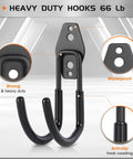 Heavy Duty Wall Mounted Hose Hanger 2 Pack Rustproof Metal Hose Holder With Screws For Outdoor Use In Garage Garden And Yard Holds Up To 66lbs Anti Scratch PVC Coated Black