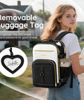 Carry On Travel Backpack With Shoe Compartment And Luggage Tag, TSA Approved Personal Item Bag For Women And Teens, Black, outdoor scene
