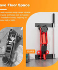 Wall Mounted Floor Jack Stand Storage For Racing Jacks 1.5 To 3 Tons, Universal Wall Rack Mount Brackets, installed view
