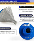 LOZLIN 2-inch diamond core drill bit with blue hole saw and 5/8-11 threaded shaft