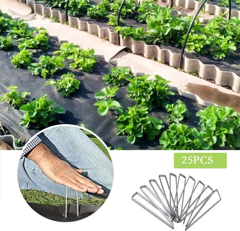 Heavy Duty 12 Inch Galvanized Landscape Staples U Shaped Ground Stakes Anti Rust Garden Pins for Lawn Fabric, 25 pack