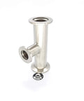 Premium KF25 To KF16 Unequal Tee Vacuum Fitting With Dual KF25 Flanges And Center KF16 ISO KF Adapter For Vacuum Systems No Logo Precision Machined Beefy And Built To Last. front view