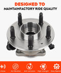 Rear Wheel Bearing And Hub Assembly For Chevy Equinox 2010 2017 And GMC Terrain 2010 2017 With ABS 5 Lug 30 Spline 6.18 Inch Flange Diameter Replacement 512440, showcasing front view with 5 lug bolts and ABS sensor attachment.