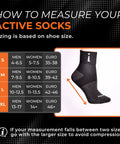 Sizing chart for Active Socks For Foot Circulation And Joint Pain Relief For Women And Men Ankle Length, showing shoe sizes.