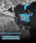 High Impact Rotary Hammer 1100 Watt Sds Plus Hammer Drill with anti-vibration grip used for concrete drilling.